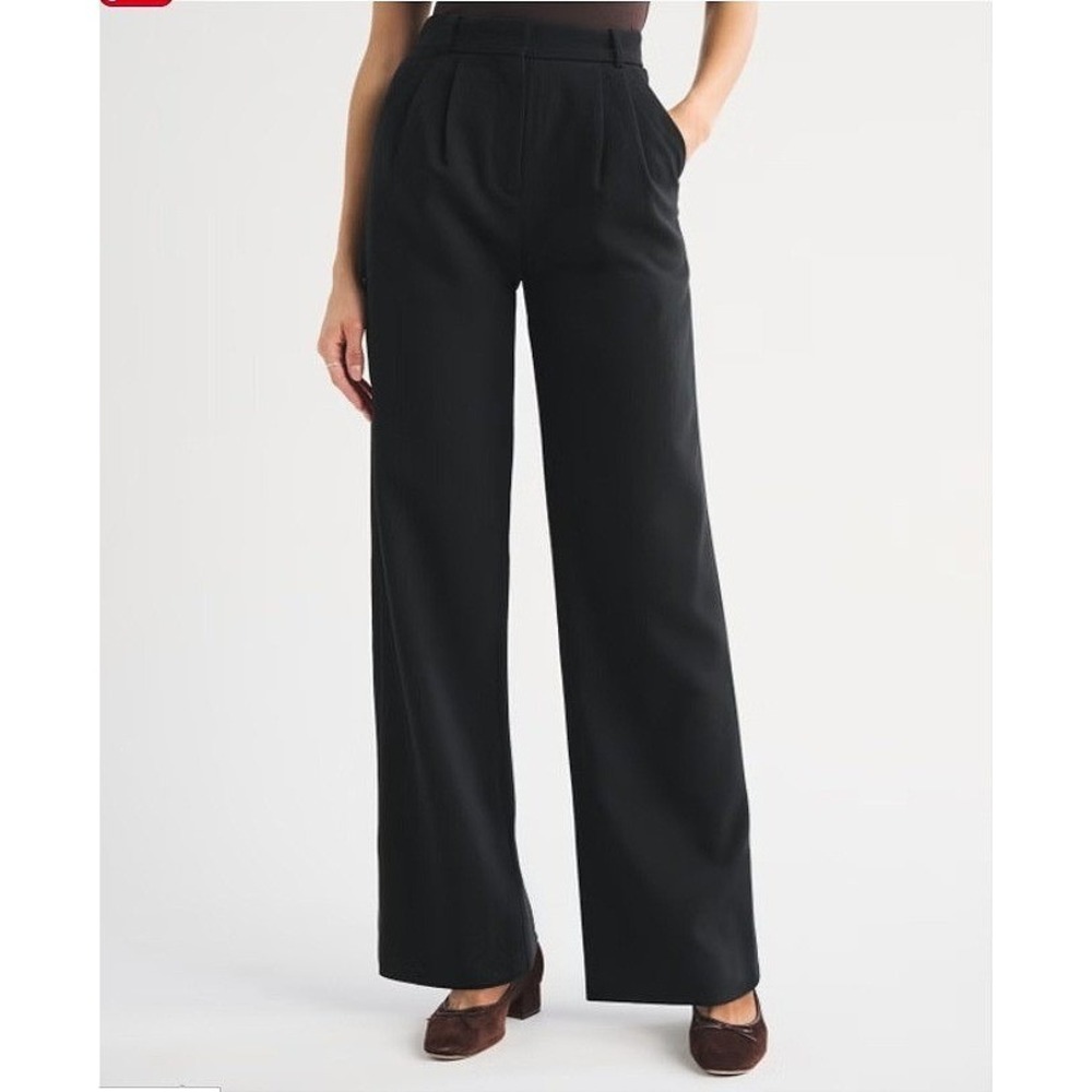 Abercrombie & Fitch Women's Sloane Tailored Wide Leg Pant Black Size 27 Good